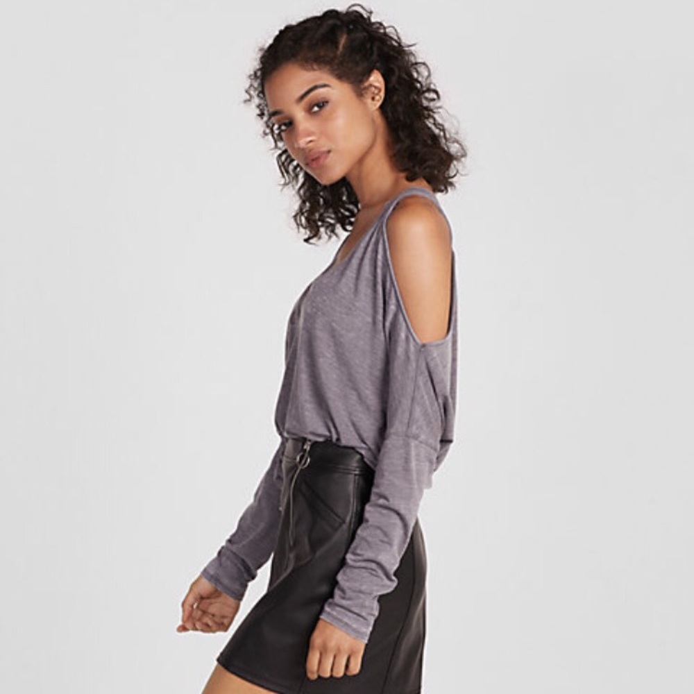Express Burnout Cold Shoulder Top
